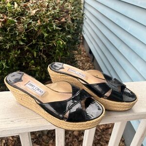 Jimmy Choo Black Patent Wedges